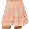 Smocked Ruffle Mini Skirt -Shoreline Trendy JM11099 Apparel Bottom Pink Orange Jungle Palm Front