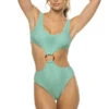 Ky Crochet Monokini One Piece Swimsuit -Shoreline Trendy KY TURQUOISE ONE PIECE One Piece Swimsuit Turquoise Crochet Front
