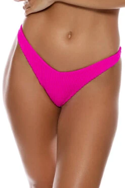 Ribbed High Leg Brazilian Bikini Bottom