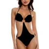 Cutout Bandeau One Piece Swimsuit -Shoreline Trendy L767J24 One Piece Swimsuit Black Front
