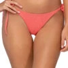 Salty Tie Side Brazilian Bikini Bottom -Shoreline Trendy L794BPINGR Bikini Bottom Pink Grapefruit Front