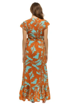 Lahaina Wrap Maxi Dress -Shoreline Trendy LAWD8514 Apparel Dress Teal Back