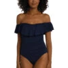 Island Goddess Ruffle One Piece -Shoreline Trendy LB0IG11 One Piece Swimsuit Indigo Front