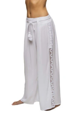 Coastal Crochet Pants -Shoreline Trendy LB3ZY41 Apparel Bottom White Side