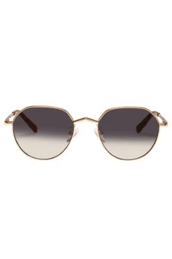 Le Specs Newfangle Round Sunglasses 6 Le Specs Newfangle Round Sunglasses -Shoreline Trendy LSP2002286 Sunglasses Gold Front