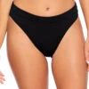 Ribbed High Leg High Waist Bikini Bottom -Shoreline Trendy LUL BLACK BL Bottoms Front 99823