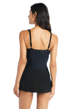 Grommet Peplum One Piece Swimsuit 5 Grommet Peplum One Piece Swimsuit -Shoreline Trendy LXGR23839 One Piece Swimsuit Black Back1