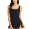 Grommet Peplum One Piece Swimsuit -Shoreline Trendy LXGR23839 One Piece Swimsuit Black Front1