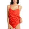 Cowl Neck One Piece Swimsuit -Shoreline Trendy LXSE00826 One Piece Swimsuit Habanero Front3