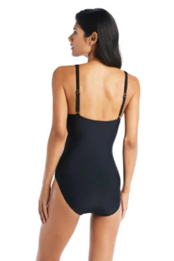 Mio Wide Strap One Piece Swimsuit 5 Mio Wide Strap One Piece Swimsuit -Shoreline Trendy LXSE00832 One Piece Swimsuit Black Back