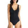 Mio Wide Strap One Piece Swimsuit 2 Mio Wide Strap One Piece Swimsuit -Shoreline Trendy LXSE00832 One Piece Swimsuit Black Front