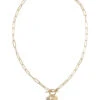 Enamel Heart Toggle Necklace -Shoreline Trendy N07981WHG1 Necklace Gold Front