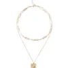 Navigation Pendant Pearl Necklace -Shoreline Trendy N08110WHG2 Necklace Gold Front