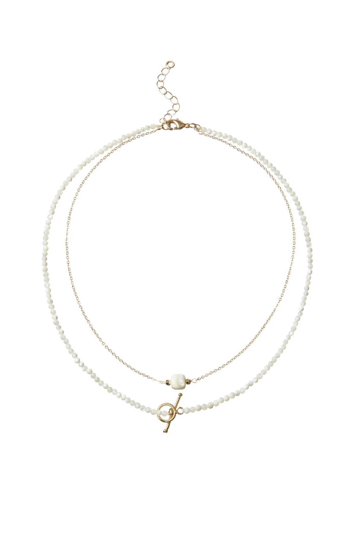 Layered Pearl Toggle Necklace 3 Layered Pearl Toggle Necklace