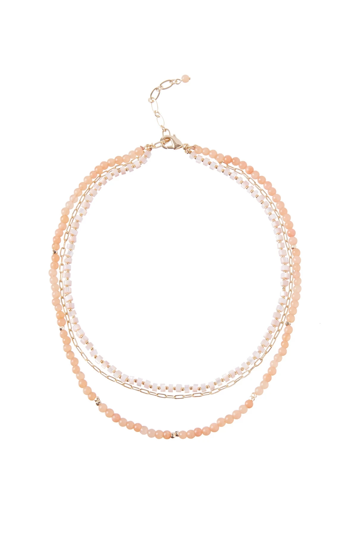 Moonstone Peach Layered Necklace 3 Moonstone Peach Layered Necklace