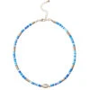 Puka Shell Disc Necklace -Shoreline Trendy N21 188 Necklace Blue Front