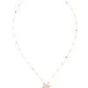Pearl Drop Necklace -Shoreline Trendy N22 03 Necklace Gold Front