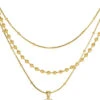 Stacked Gold Necklace -Shoreline Trendy NO8842CLG3 Necklace Gold Front