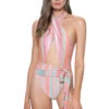 Alex High Neck One Piece Swimsuit -Shoreline Trendy NST 563P One Piece Swimsuit Newport Stripes Front