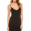 Commando Adjustable Strap Knee Length Slip -Shoreline Trendy NTS01 Apparel Dress Black Front