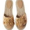 Raffia Floral Slides -Shoreline Trendy OMA 330 Shoe Natural Front