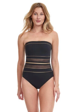 Mesh Bandeau One Piece Swimsuit