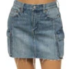 Rhea Distressed Denim Mini Skirt -Shoreline Trendy P00031083KE Apparel Bottom Heat Front