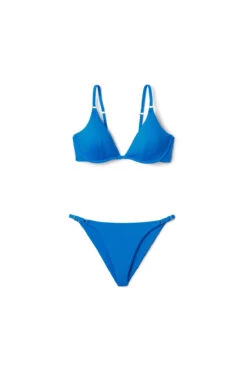 Parker Textured Tab Side Hipster Bikini Bottom -Shoreline Trendy PARKER PQ Bikini Bottom Azure Laydown