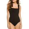 Lois Over The Shoulder One Piece Swimsuit -Shoreline Trendy PDS BLACK NOI One20Pieces Front 102852