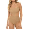 Pippa Cutout One Piece Swimsuit -Shoreline Trendy PIPPA FULL PIECE One Piece Swimsuit Gold Shimmer Front