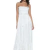 Metallic Strapless Maxi Dress -Shoreline Trendy PLQ WHITE WALIL Sundresses Front 101686