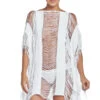 Fringe High Neck Tunic -Shoreline Trendy PLQ WHITE WH Tunics Front 87283