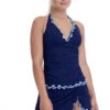 Ruffle Halter Tankini Top -Shoreline Trendy PRO BLUE NV Tops Front 99042