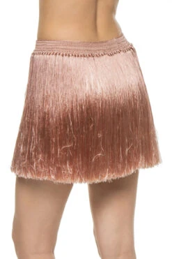 Angelica Fringe Mini Skirt -Shoreline Trendy R23CS18 Apparel Bottom Pearl Blush Back