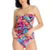 Bold Rush Molded Bandeau Tankini Top -Shoreline Trendy RBBR24467 Tankini Top Multi Front