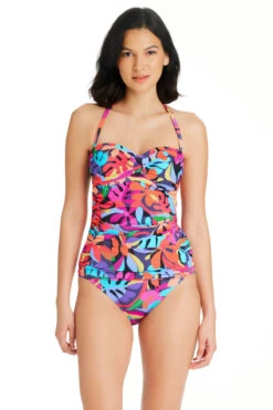 Bold Rush Molded Bandeau Tankini Top -Shoreline Trendy RBBR24467 Tankini Top Multi Front1
