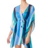 Butterfly Sleeve Tunic -Shoreline Trendy RBBZ23802 Apparel Top Bleu Front