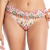 Shirred Tie Side Hipster Bikini Bottom -Shoreline Trendy RBFS23505 Bikini Bottom Multi Front