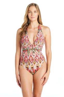 Plunge Halter One Piece Swimsuit
