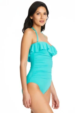 Ruffle Bandeau One Piece Swimsuit 9 Ruffle Bandeau One Piece Swimsuit -Shoreline Trendy RBKK22213 One Piece Swimsuit Wave runner Side