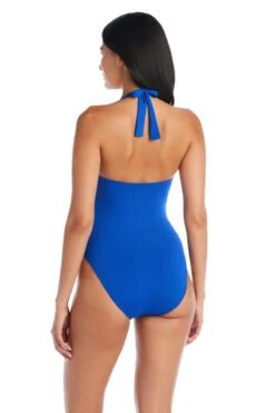 Halter One Piece Swimsuit -Shoreline Trendy RBLT23239 One Piece Swimsuit Cobalt Back