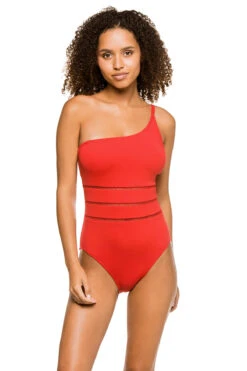 Stitched Asymmetrical One Piece Swimsuit