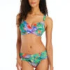 Tropical Flight Shirred Underwire Bikini Top (D Cup) -Shoreline Trendy RBTF23357D Bikini Top Multi Front