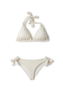 Riley Textured Halter Sliding Bikini Top -Shoreline Trendy RILEY W Bikini Top White Sand Laydown