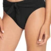 Tie-Front High Waist Bikini Bottom -Shoreline Trendy RPI BLACK BL Bottoms Front 97077