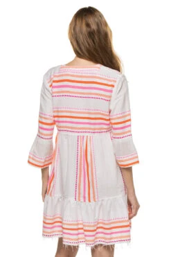 Eshe Flutter Mini Dress -Shoreline Trendy RW2319C1 Apparel Dress Pink Back