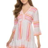 Eshe Flutter Mini Dress -Shoreline Trendy RW2319C1 Apparel Dress Pink Front