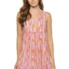Gigi Bib Mini Dress -Shoreline Trendy RW2373 Apparel Dress Multi Pink Front