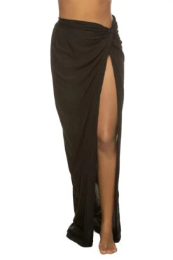 ELAN Ruched High Slit Sarong