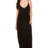 ELAN Spaghetti Strap Bubble Maxi Dress -Shoreline Trendy RY5060 Apparel Dress Black Front